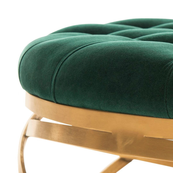 Rumi Tufted Velvet Ottoman - Sophisticated Gold Legs & Plush Design for Modern Living Spaces