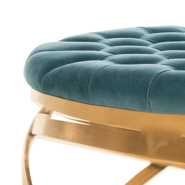 Rumi Tufted Velvet Ottoman - Sophisticated Gold Legs & Plush Design for Modern Living Spaces