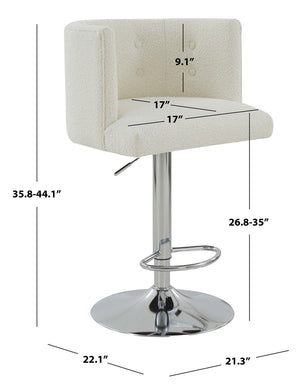 Safavieh Zayna Adjustable Boucle Barstool Ivory / Silver