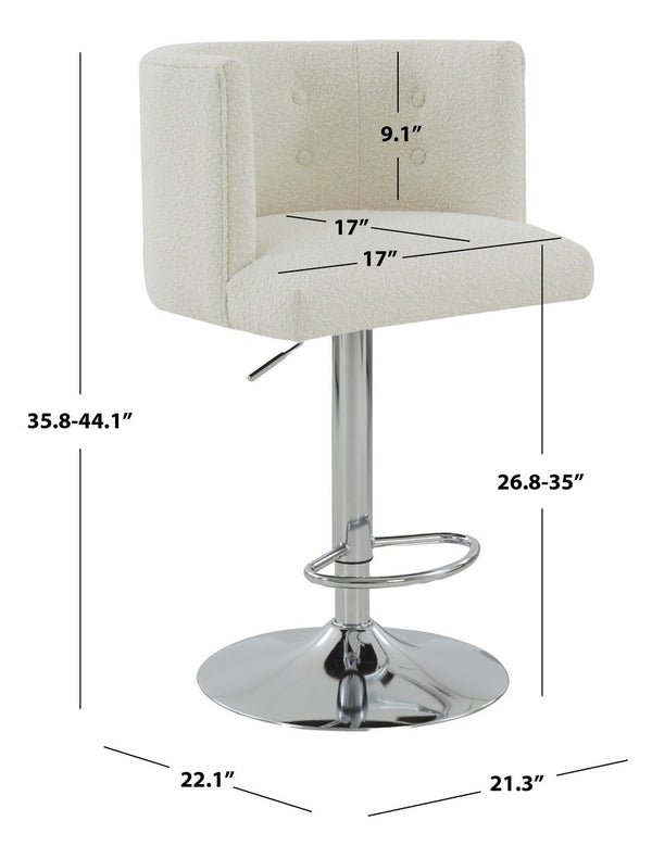 Safavieh Zayna Adjustable Boucle Barstool Ivory / Silver