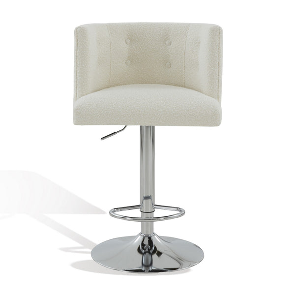 Safavieh Zayna Adjustable Boucle Barstool Ivory / Silver