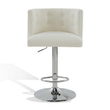 Safavieh Zayna Adjustable Boucle Barstool Ivory / Silver