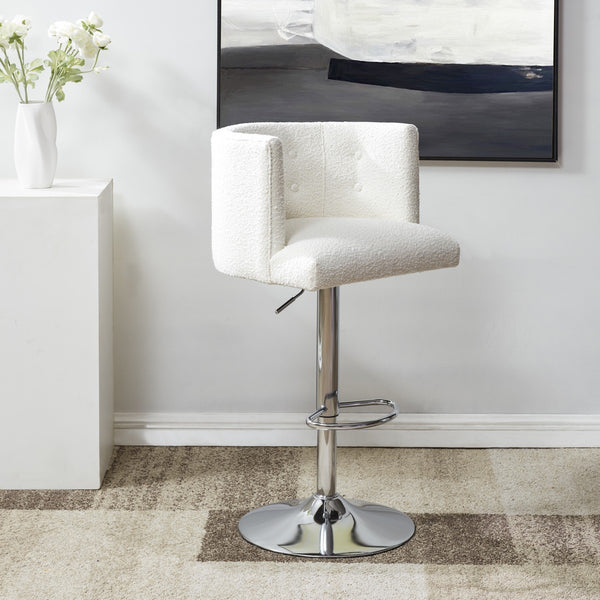 Safavieh Zayna Adjustable Boucle Barstool Ivory / Silver