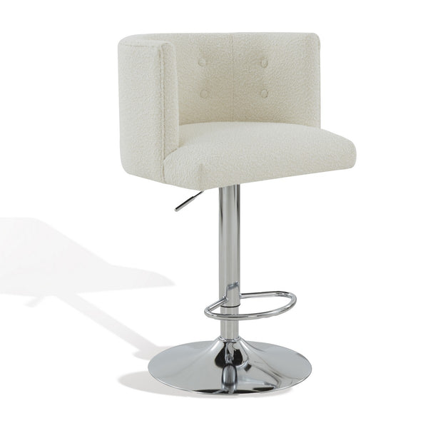 Safavieh Zayna Adjustable Boucle Barstool Ivory / Silver