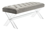 Tourmaline Glamorous Velvet Bench with Crystal Acrylic Legs - Stylish Seating for Any Space