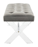 Tourmaline Glamorous Velvet Bench with Crystal Acrylic Legs - Stylish Seating for Any Space