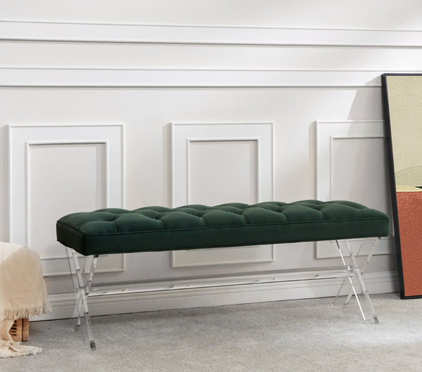 Safavieh Tourmaline Tufted Acrylic Bench Forest Green SFV4722C