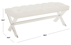 Safavieh Tourmaline Tufted Acrylic Bench White Wood / Foam / Velvet / Acrylic SFV4722D