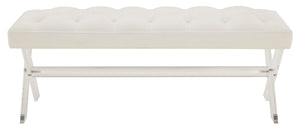 Safavieh Tourmaline Tufted Acrylic Bench White Wood / Foam / Velvet / Acrylic SFV4722D