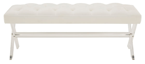 Safavieh Tourmaline Tufted Acrylic Bench White Wood / Foam / Velvet / Acrylic SFV4722D