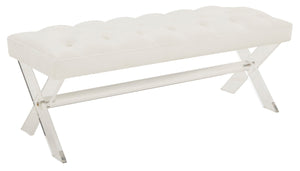 Safavieh Tourmaline Tufted Acrylic Bench White Wood / Foam / Velvet / Acrylic SFV4722D