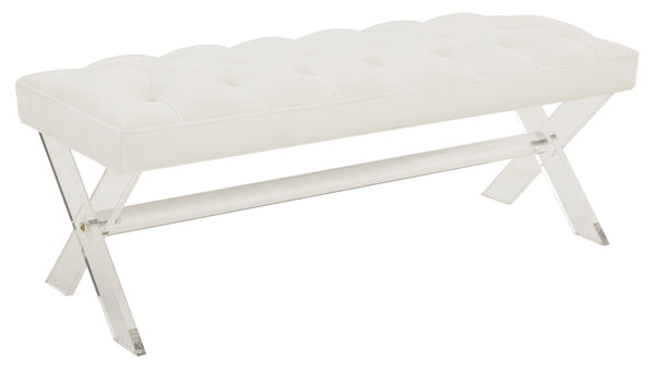 Safavieh Tourmaline Tufted Acrylic Bench White Wood / Foam / Velvet / Acrylic SFV4722D