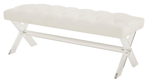 Safavieh Tourmaline Tufted Acrylic Bench White Wood / Foam / Velvet / Acrylic SFV4722D