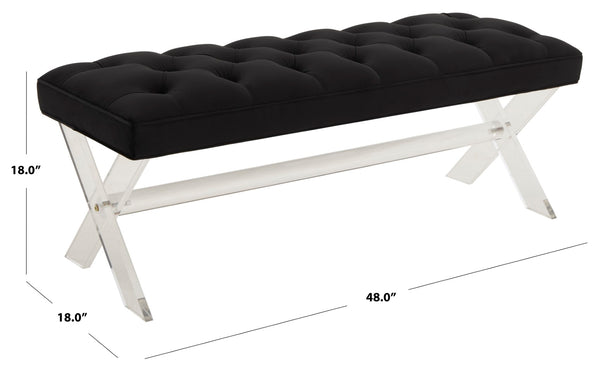 Safavieh Tourmaline Tufted Acrylic Bench Black Wood / Foam / Velvet / Acrylic SFV4722E