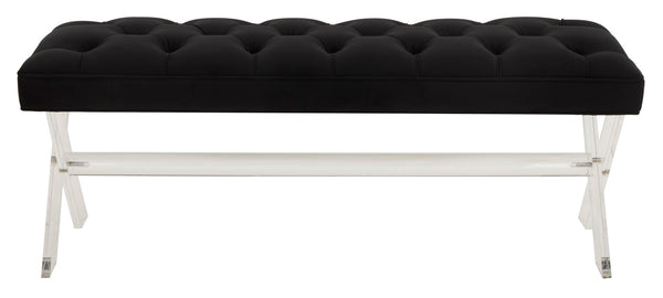 Safavieh Tourmaline Tufted Acrylic Bench Black Wood / Foam / Velvet / Acrylic SFV4722E