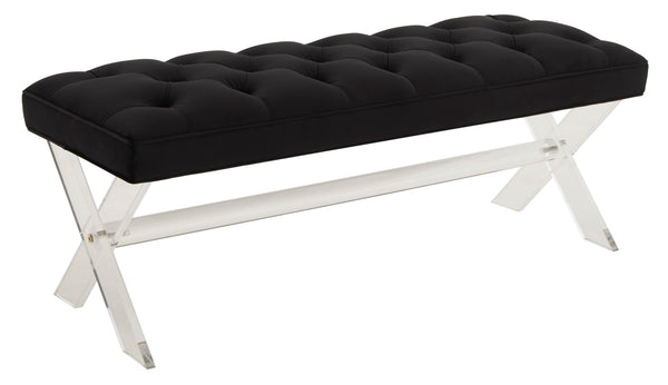 Safavieh Tourmaline Tufted Acrylic Bench Black Wood / Foam / Velvet / Acrylic SFV4722E