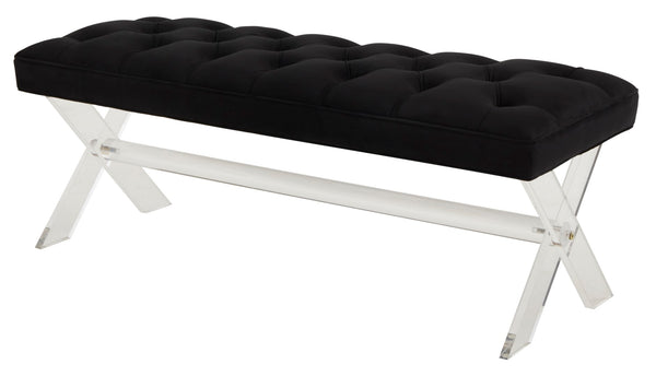 Safavieh Tourmaline Tufted Acrylic Bench Black Wood / Foam / Velvet / Acrylic SFV4722E