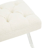 Safavieh Tourmaline Tufted Boucle And Acrylic Bench Ivory Wood / Foam / Velvet / Acrylic SFV4722F