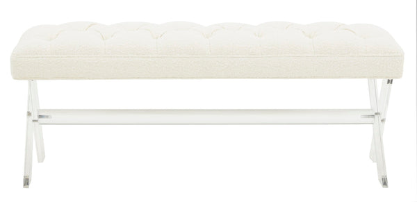 Safavieh Tourmaline Tufted Boucle And Acrylic Bench Ivory Wood / Foam / Velvet / Acrylic SFV4722F