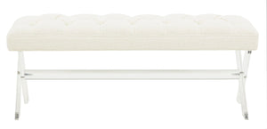 Safavieh Tourmaline Tufted Boucle And Acrylic Bench Ivory Wood / Foam / Velvet / Acrylic SFV4722F