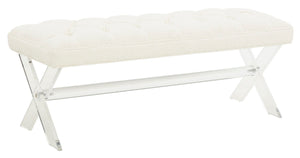 Safavieh Tourmaline Tufted Boucle And Acrylic Bench Ivory Wood / Foam / Velvet / Acrylic SFV4722F