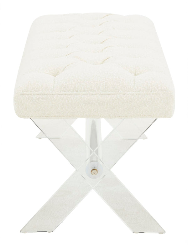 Safavieh Tourmaline Tufted Boucle And Acrylic Bench Ivory Wood / Foam / Velvet / Acrylic SFV4722F