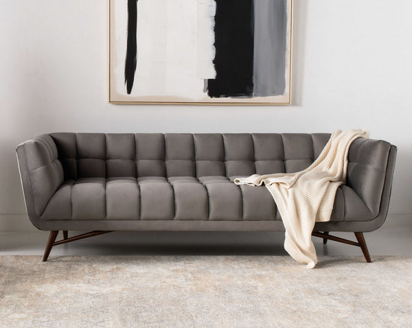 Onyx Luxurious Mid-Century Tufted Velvet Sofa in Slate Grey - Stylish Comfort for Chic Spaces