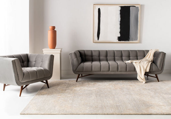 Onyx Luxurious Mid-Century Tufted Velvet Sofa in Slate Grey - Stylish Comfort for Chic Spaces