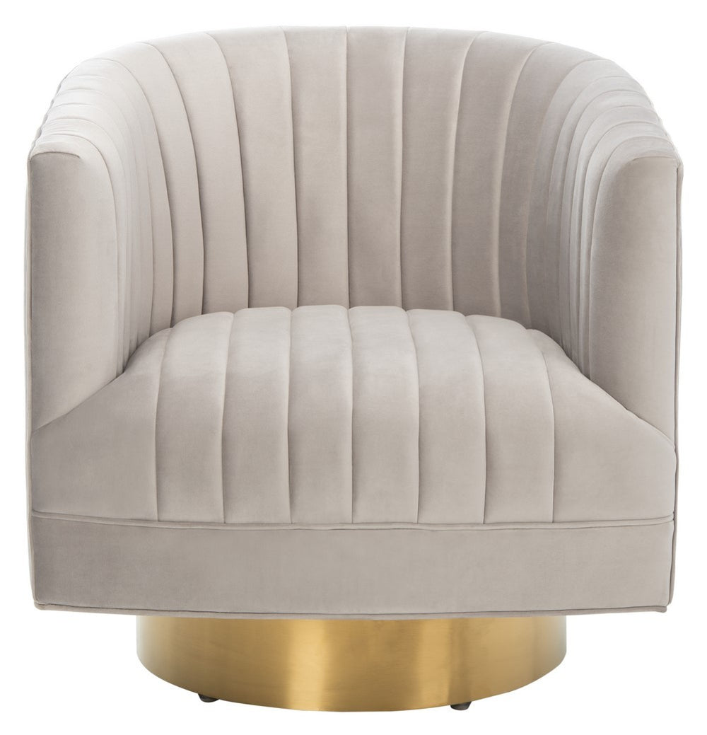 Josephine Swivel Barrel Chair - Luxurious Forest Green Velvet Upholstery with Elegant Gold Base