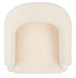 Quartz Swivel Accent Chair in Dusty Rose Velvet – Modern Design with Stunning Geometric Back Cut-Out