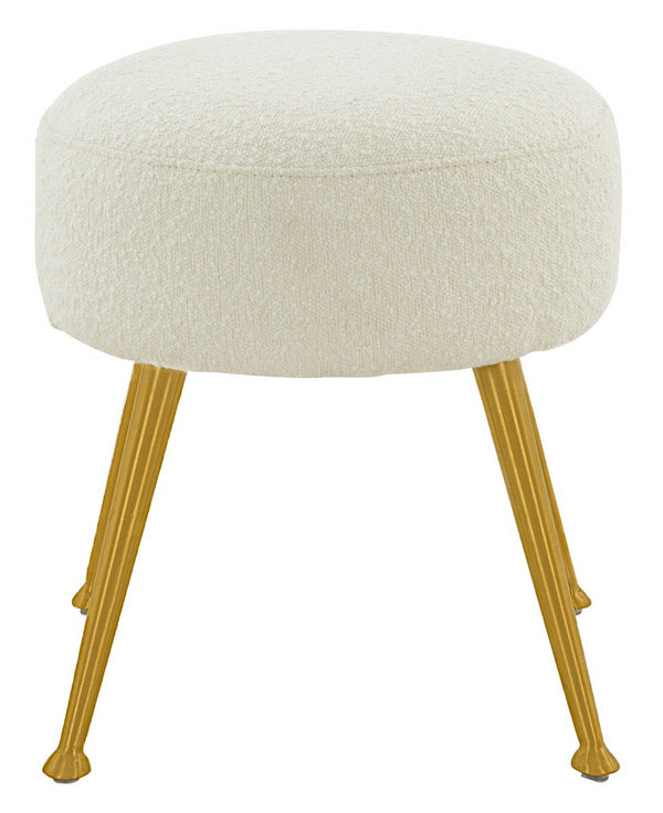 Safavieh Anna Boucle Ottoman Ivory / Gold Wood / Metal / Fabric / Foam SFV4747D