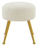 Safavieh Anna Boucle Ottoman Ivory / Gold Wood / Metal / Fabric / Foam SFV4747D