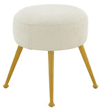 Safavieh Anna Boucle Ottoman Ivory / Gold Wood / Metal / Fabric / Foam SFV4747D