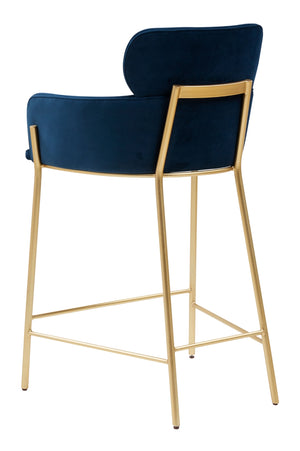 Safavieh Charlize Velvet Counter Stool Navy / Gold Wood / Fabric / Foam / Metal SFV4756A