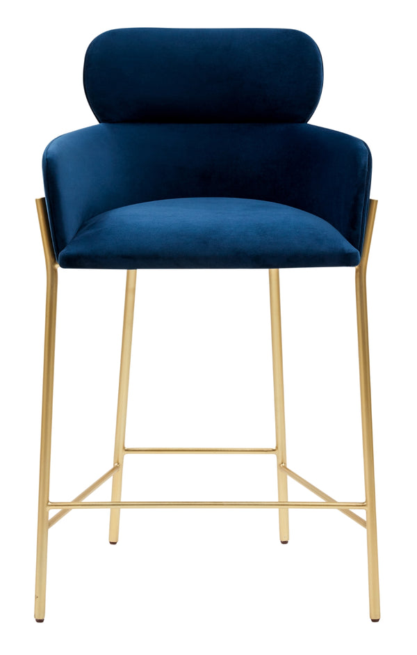 Safavieh Charlize Velvet Counter Stool Navy / Gold Wood / Fabric / Foam / Metal SFV4756A
