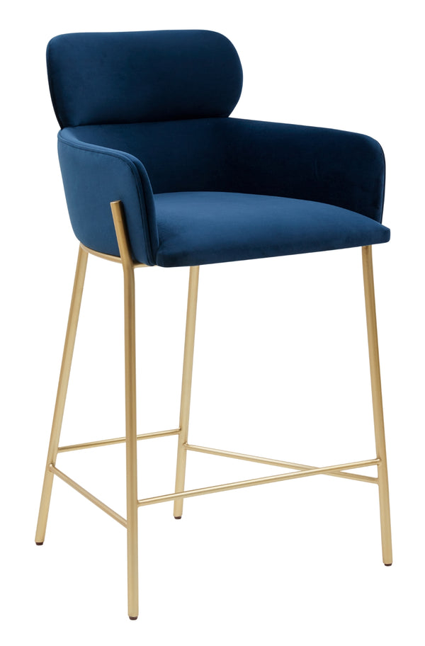 Safavieh Charlize Velvet Counter Stool Navy / Gold Wood / Fabric / Foam / Metal SFV4756A