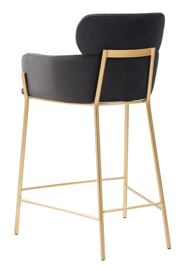 Safavieh Charlize Velvet Counter Stool Dark Grey / Gold Wood / Fabric / Foam / Metal SFV4756B
