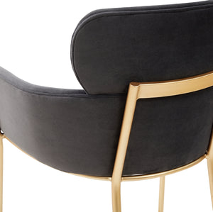 Safavieh Charlize Velvet Counter Stool Dark Grey / Gold Wood / Fabric / Foam / Metal SFV4756B