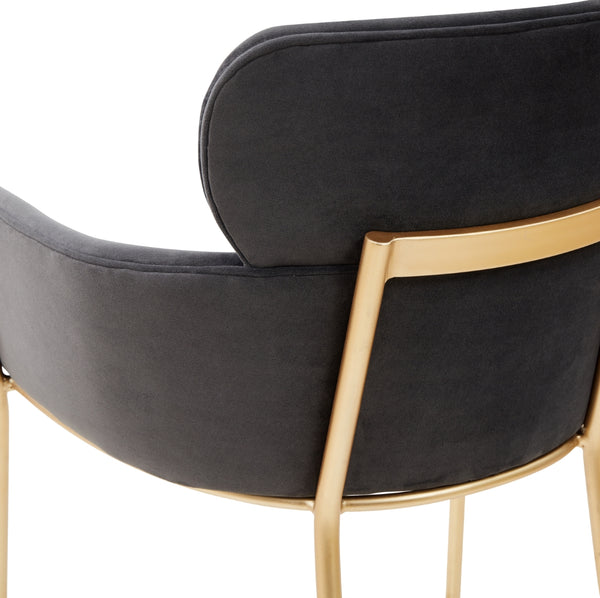 Safavieh Charlize Velvet Counter Stool Dark Grey / Gold Wood / Fabric / Foam / Metal SFV4756B
