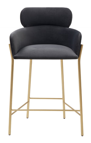 Safavieh Charlize Velvet Counter Stool Dark Grey / Gold Wood / Fabric / Foam / Metal SFV4756B