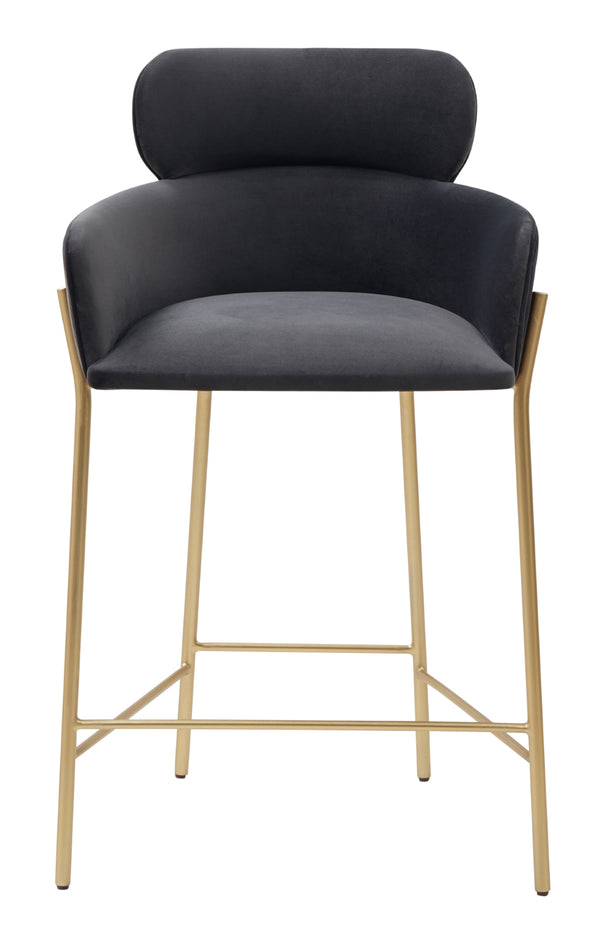 Safavieh Charlize Velvet Counter Stool Dark Grey / Gold Wood / Fabric / Foam / Metal SFV4756B