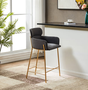 Safavieh Charlize Velvet Counter Stool Dark Grey / Gold Wood / Fabric / Foam / Metal SFV4756B