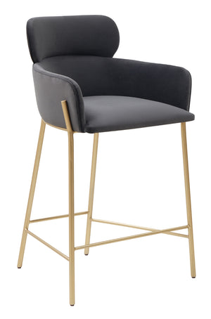 Safavieh Charlize Velvet Counter Stool Dark Grey / Gold Wood / Fabric / Foam / Metal SFV4756B