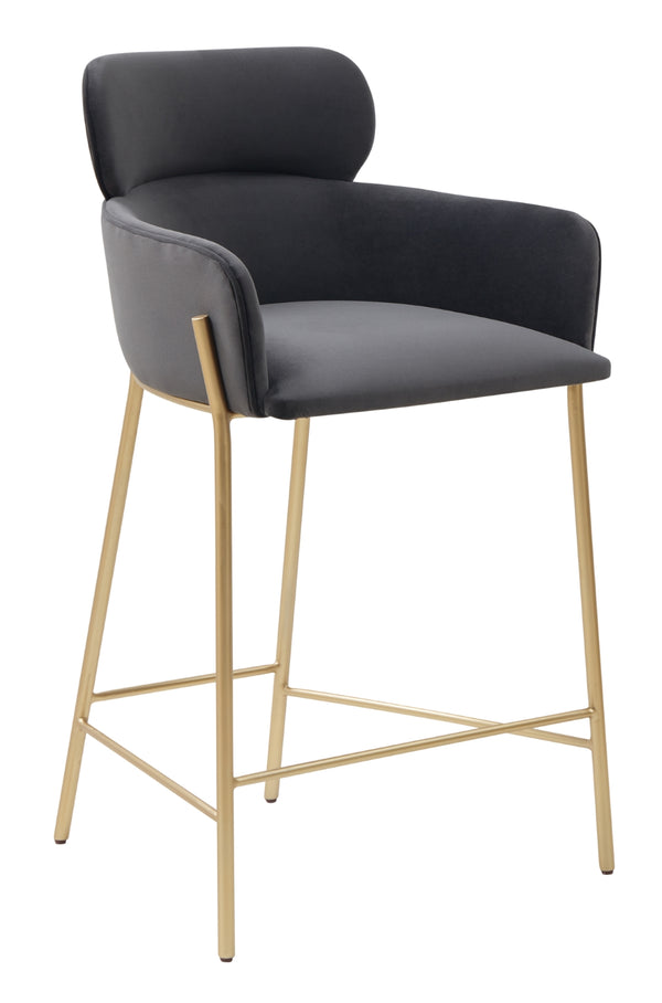 Safavieh Charlize Velvet Counter Stool Dark Grey / Gold Wood / Fabric / Foam / Metal SFV4756B