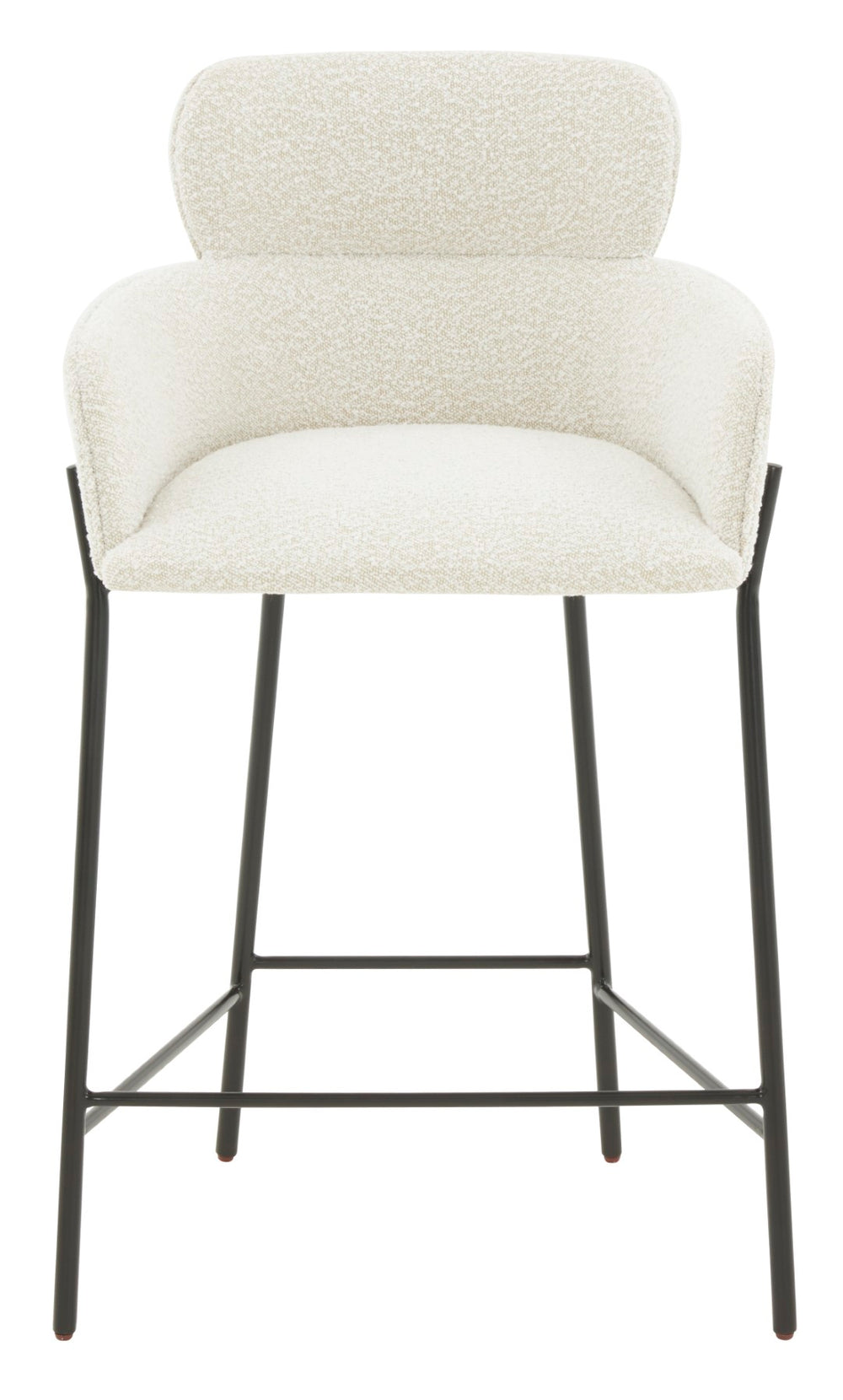 Safavieh Charlize Boucle Counter Stool Ivory / Black Wood / Fabric / Foam / Metal SFV4756D