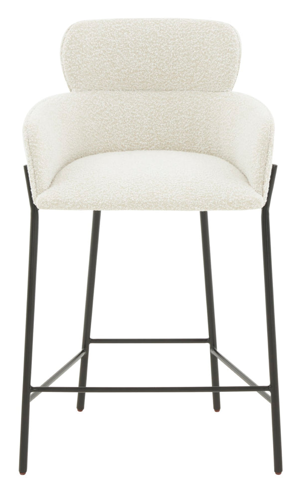 Safavieh Charlize Boucle Counter Stool Ivory / Black Wood / Fabric / Foam / Metal SFV4756D