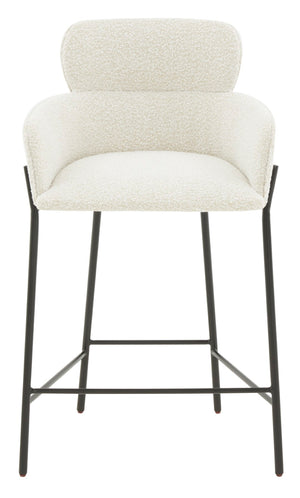 Safavieh Charlize Boucle Counter Stool Ivory / Black Wood / Fabric / Foam / Metal SFV4756D