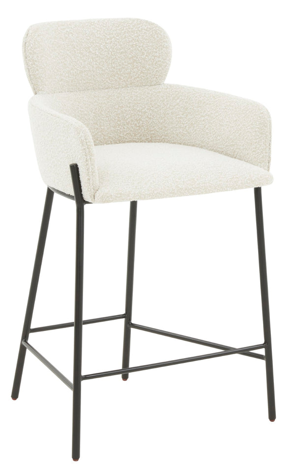 Safavieh Charlize Boucle Counter Stool Ivory / Black Wood / Fabric / Foam / Metal SFV4756D