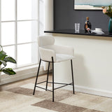 Safavieh Charlize Boucle Counter Stool Ivory / Black Wood / Fabric / Foam / Metal SFV4756D