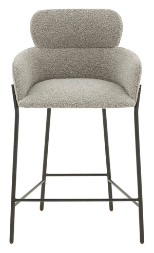 Safavieh Charlize Boucle Counter Stool Light Grey / Black Wood / Fabric / Foam / Metal SFV4756E